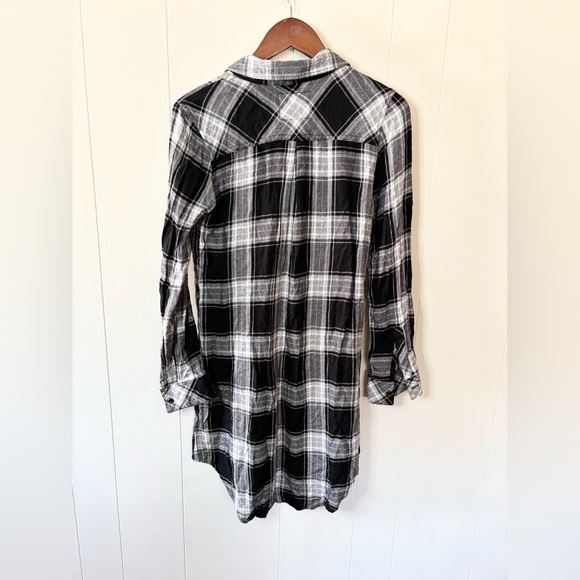 Rails black and white long sleeve plaid shirt dress button down size SM - Picture 5 of 5